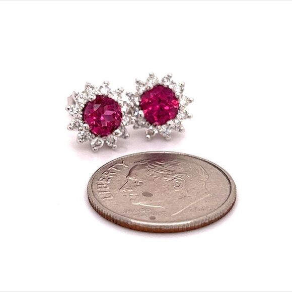 Diamond Rubellite Tourmaline Earrings 14k Gold 1.36 TCW Certified $3,950 211348 - Picture 5 of 14